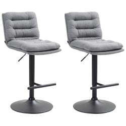 Conjunto de 2 taburetes de bar en tejido Damar negro y gris