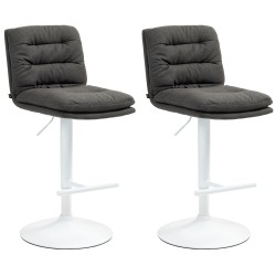 Juego de 2 taburetes de bar de tela Damar en blanco y gris oscuro