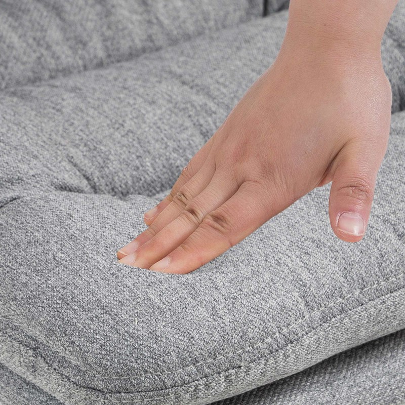 Conjunto de 2 taburetes de bar en tejido Damar blanco y gris