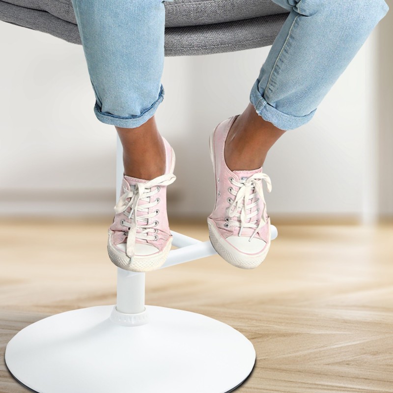 Conjunto de 2 taburetes de bar en tejido Damar blanco y gris