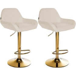 Juego de 2 taburetes de bar Braga Gold en tela color crema