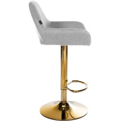 Juego de 2 taburetes de bar Braga Gold en tela gris