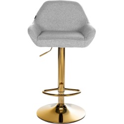 Juego de 2 taburetes de bar Braga Gold en tela gris