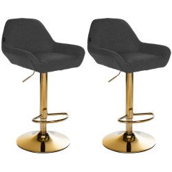Juego de 2 taburetes de bar Braga Gold en tela negra