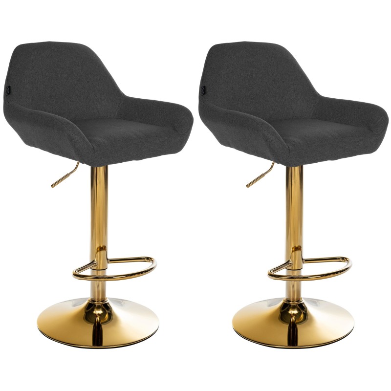 Juego de 2 taburetes de bar Braga Gold en tela negra