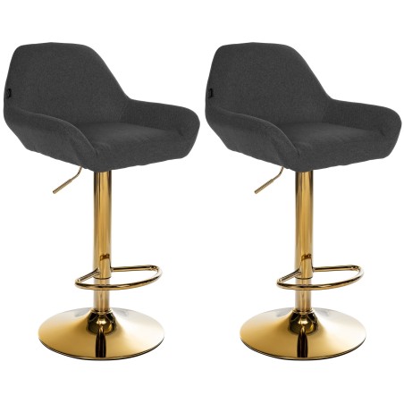Juego de 2 taburetes de bar Braga Gold en tela negra
