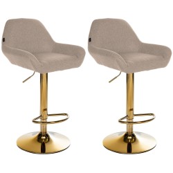 Juego de 2 taburetes de bar Braga Gold en tela color topo
