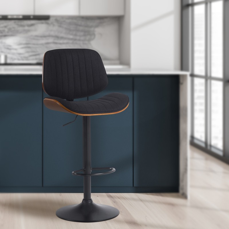 Taburete de bar Clawson en nogal negro/tela negra