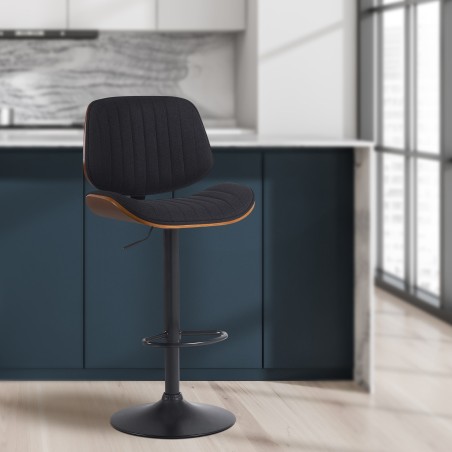 Taburete de bar Clawson en nogal negro/tela negra