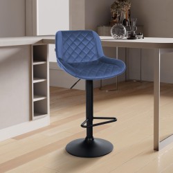 Taburete de bar de terciopelo azul Kasson