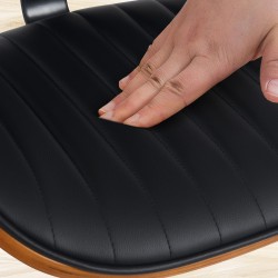 Taburete de bar Clawson, piel sintética, cromado, nogal/negro