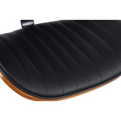 Taburete de bar Clawson, piel sintética, cromado, nogal/negro