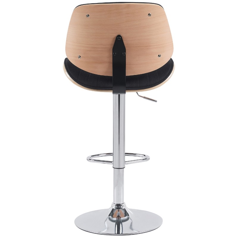 Taburete de bar Clawson en cromo natural/tela negra