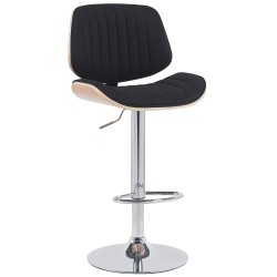 Taburete de bar Clawson en cromo natural/tela negra