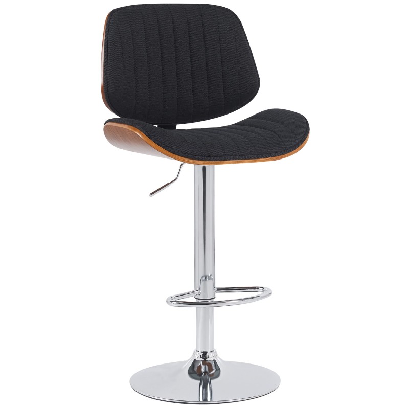 Taburete de bar Clawson en tela nogal/cromo negro