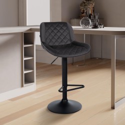 Taburete de bar Kasson de terciopelo negro