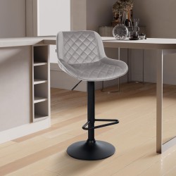 Taburete de bar Kasson en terciopelo gris