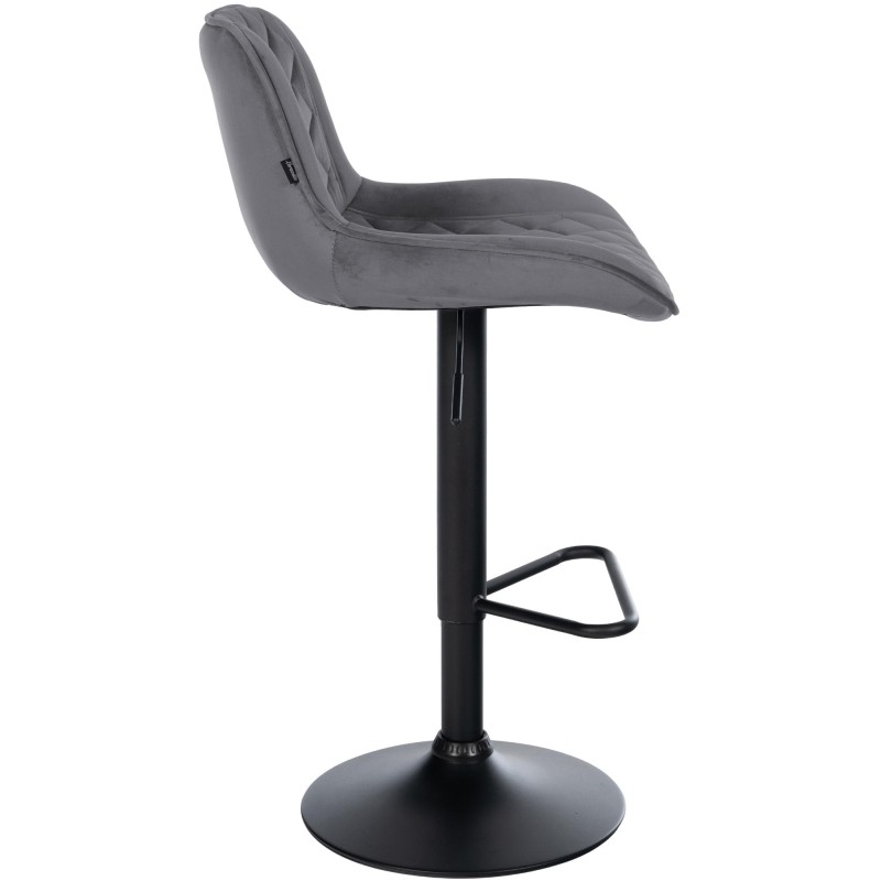 Taburete de bar Kasson en terciopelo gris oscuro