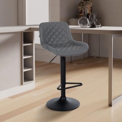 Taburete de bar Kasson, piel sintética gris