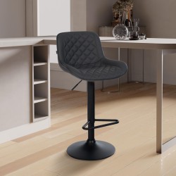 Taburete de bar Kasson, piel sintética negra