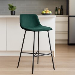 Taburete de bar de terciopelo verde Altona
