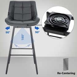 Juego de 4 taburetes de bar giratorios Weston en piel sintética gris