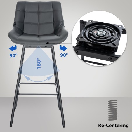 Juego de 4 taburetes de bar giratorios Weston en piel sintética gris