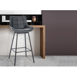 Juego de 4 taburetes de bar giratorios Weston en piel sintética gris