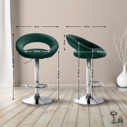 Taburete de bar cromado de terciopelo verde Olinda