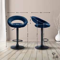 Taburete de bar Olinda de terciopelo azul y negro