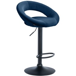 Taburete de bar Olinda de terciopelo azul y negro