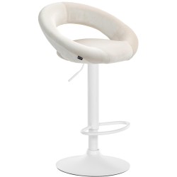 Taburete de bar Olinda de terciopelo blanco crema