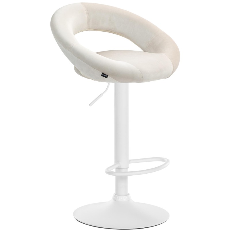 Taburete de bar Olinda de terciopelo blanco crema