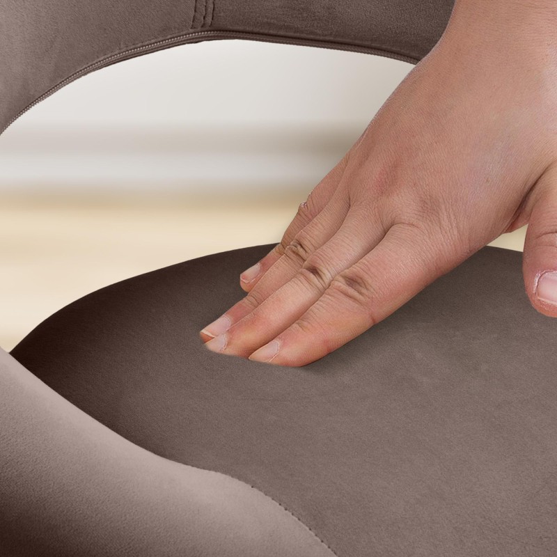 Taburete de bar Olinda en terciopelo blanco y marrón