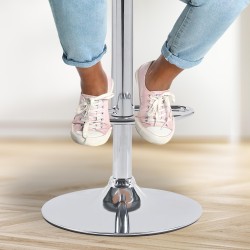 Taburete de bar Solon en tela cromada marrón oscuro