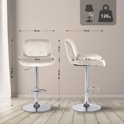 Taburete de bar Solon de terciopelo crema cromado