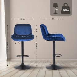 Taburete de bar Solon de terciopelo azul y negro