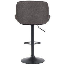 Taburete de bar Solon en tela gris oscuro y negra