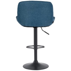 Taburete de bar Solon en tela negra y azul