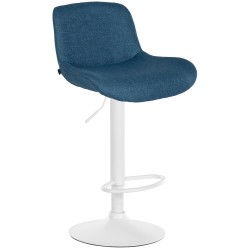 Taburete de bar Solon blanco con tela azul