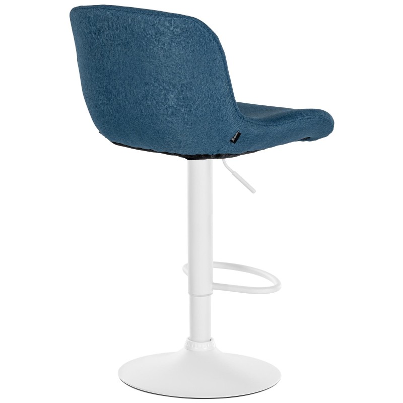 Taburete de bar Solon blanco con tela azul