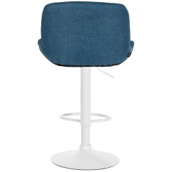Taburete de bar Solon blanco con tela azul