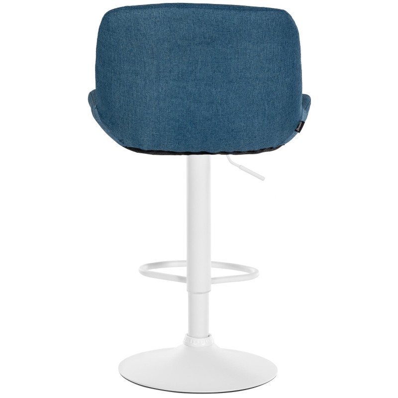 Taburete de bar Solon blanco con tela azul