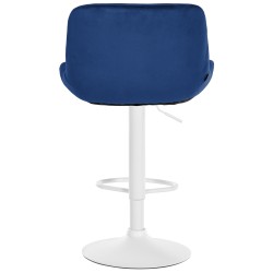 Taburete de bar Solon en terciopelo blanco y azul