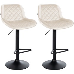 Juego de 2 taburetes de bar Kasson de terciopelo crema