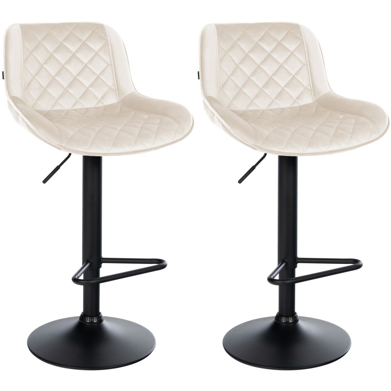 Juego de 2 taburetes de bar Kasson de terciopelo crema