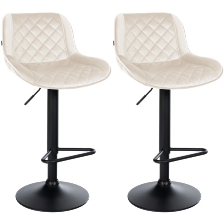 Juego de 2 taburetes de bar Kasson de terciopelo crema