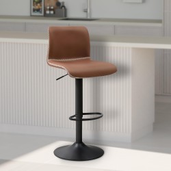 Taburete de bar Henchy, piel sintética marrón