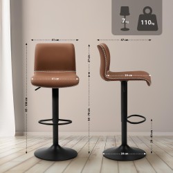 Taburete de bar Henchy, piel sintética marrón