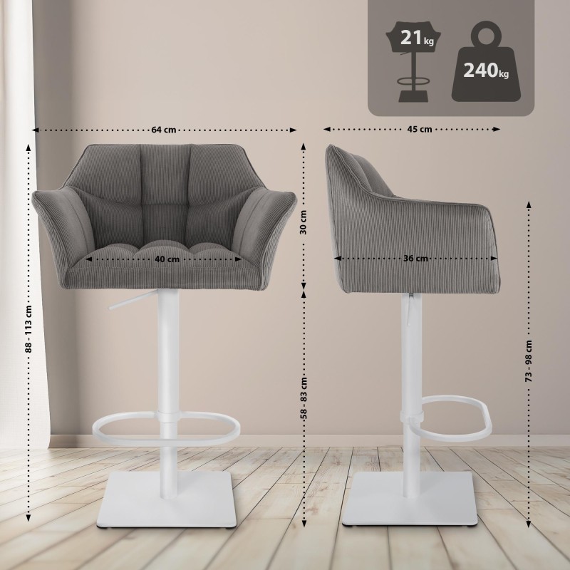 Taburete de bar Damaso W Cord Taupe